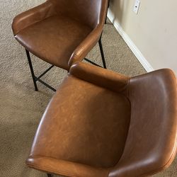Brown leather Barstools (set of 2)