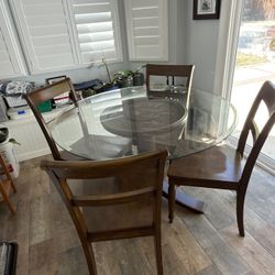 4 Chair Round glass Dining Table 