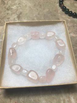 Rose quartz semiprecious gemstone stretch bracelet size 8 inches