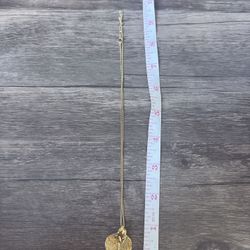 Gold Tone Metal Leaf Shaped Pendant Necklace