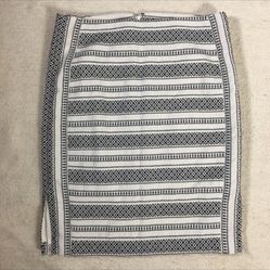 Ann Taylor LOFT Mosaic Stripe Pencil Skirt Size 16 Warm Ecru Lined Slits Lined.  Black and White  Back zipper Comes from a pet and smoke free househol