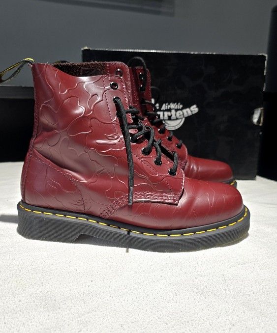 Dr. Doc Martens x BAPE 1460 Pascal Men's Size 8 Oxblood Red Leather Combat Boots