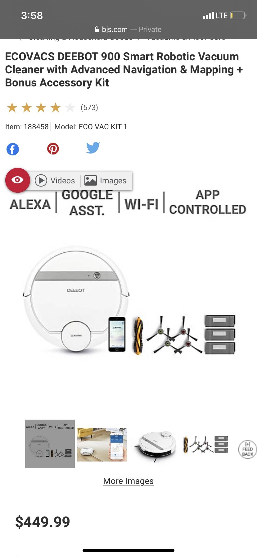 Ecovacs Deebot 900 smart robotic vacuum