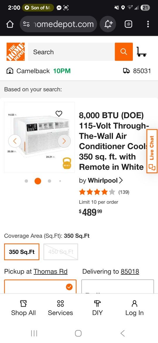 Whirlpool Window AC Unit.