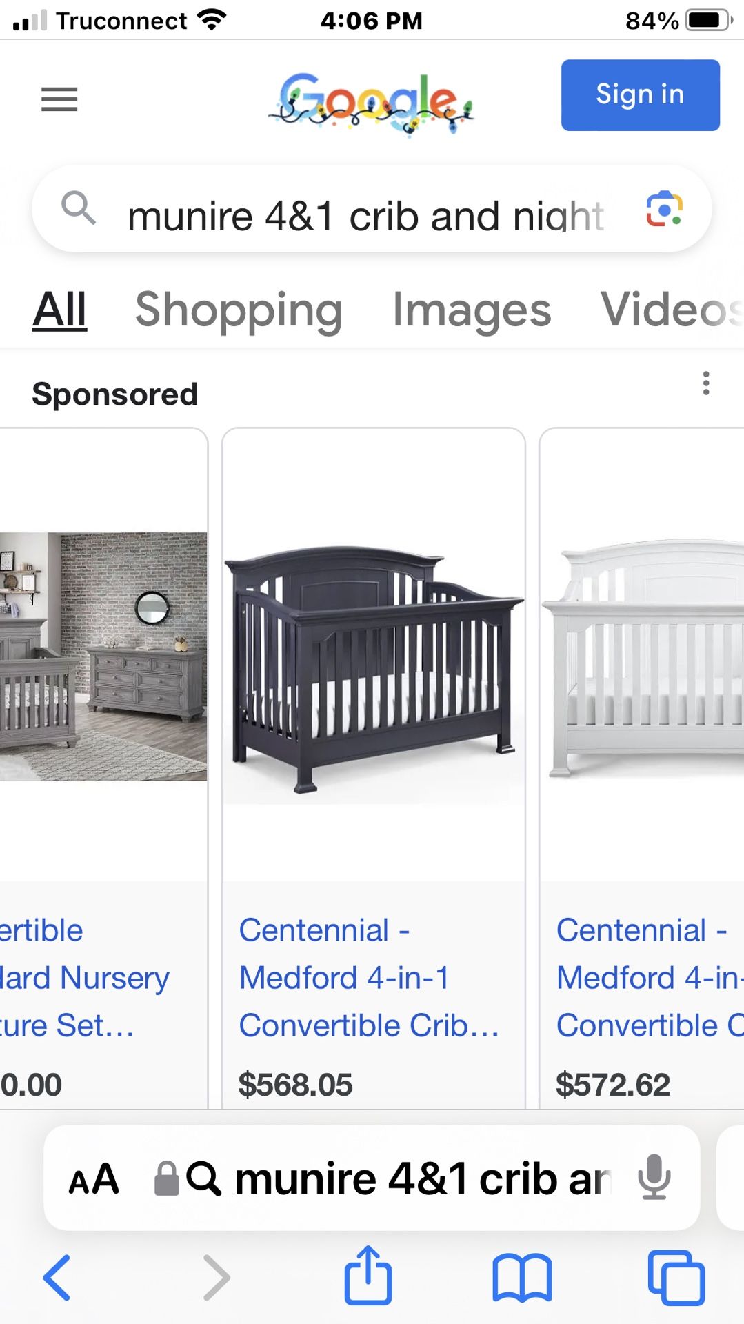 Brand New Never Been Used Minute 4&1 Convertible Baby Crib 