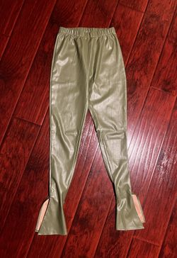 Olive Faux Leather Pants S