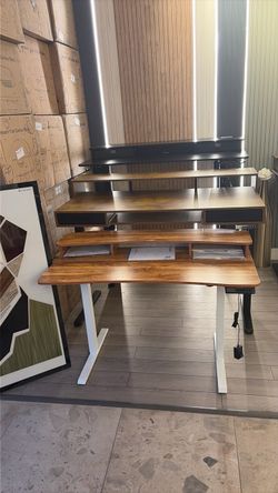 Electric Standing Desk with Shelves and Drawers