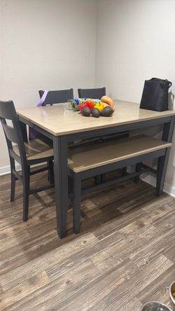 Grey and blue dining table set