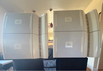 JBL White Bookshelf Speakers – Set of 4