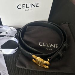 Celine Medium Triomphe Belt In Taurillon Leather 