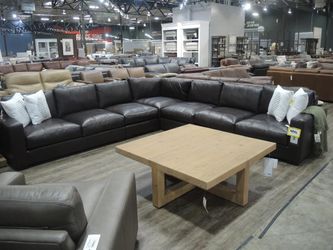 Bernhardt Dawkins Espresso Brown Leather L-Shaped Sectional