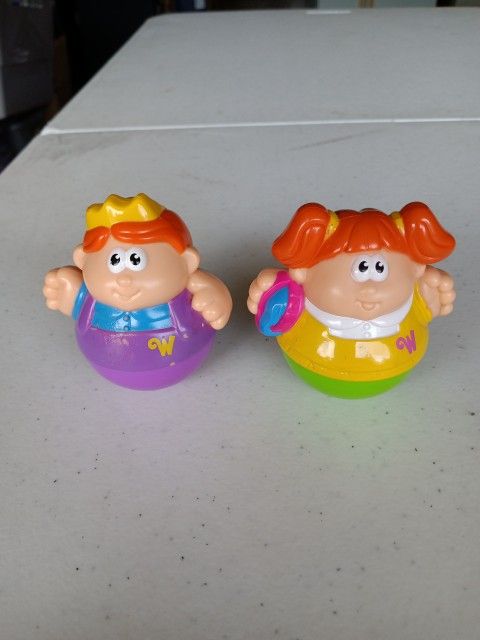 Playskool Weebles Wobble Prince Red Hair & Red Head Pigtail School Girl Hasbro