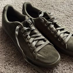 Puma Clyde Velour Ice in “Olive Night”