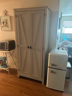 White Farmhouse Style Storage Cabinet