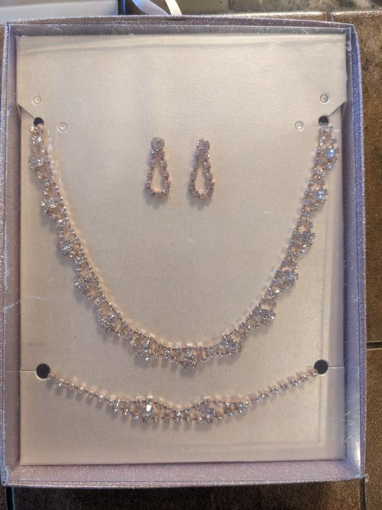 3Pc Wedding Set Earrings/Necklace/Bracelet Set