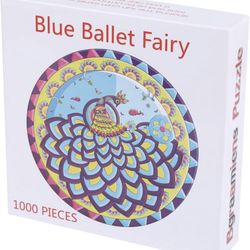 Bgraamiens Puzzle-Blue Ballet Fairy-1000 Pieces Round Puzzle Color Challenge Jigsaw Puzzles for Adults and Kids