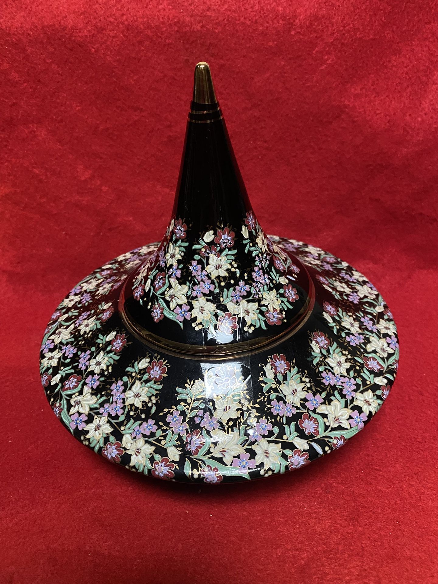7.5 Inch x 4 Inch 24k Black & Gold Handmade In Greece Imported From Greece Greek Ceramic Candy Dish