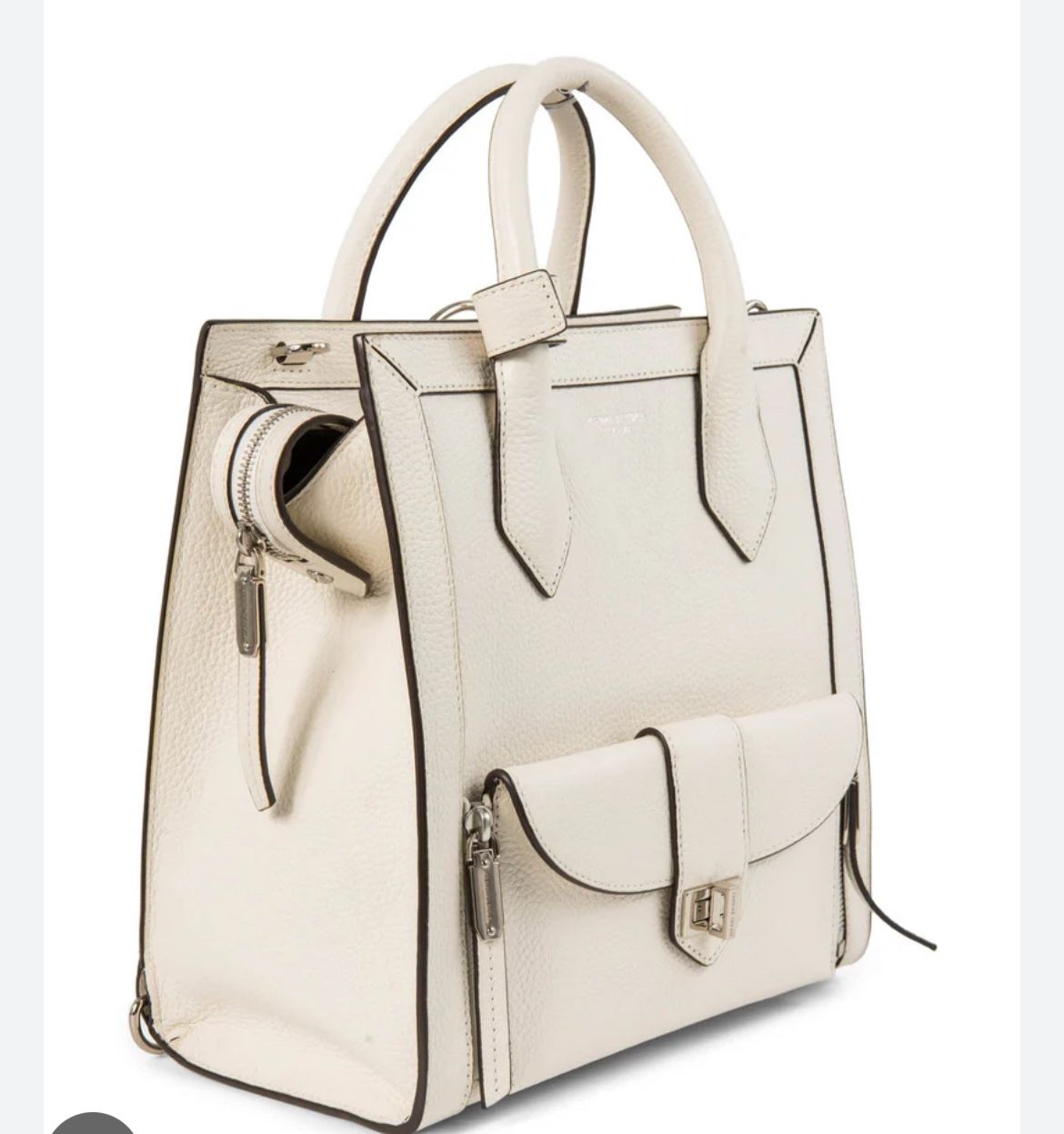 Henri Bendel Leather Top Handle Bag Backpack White