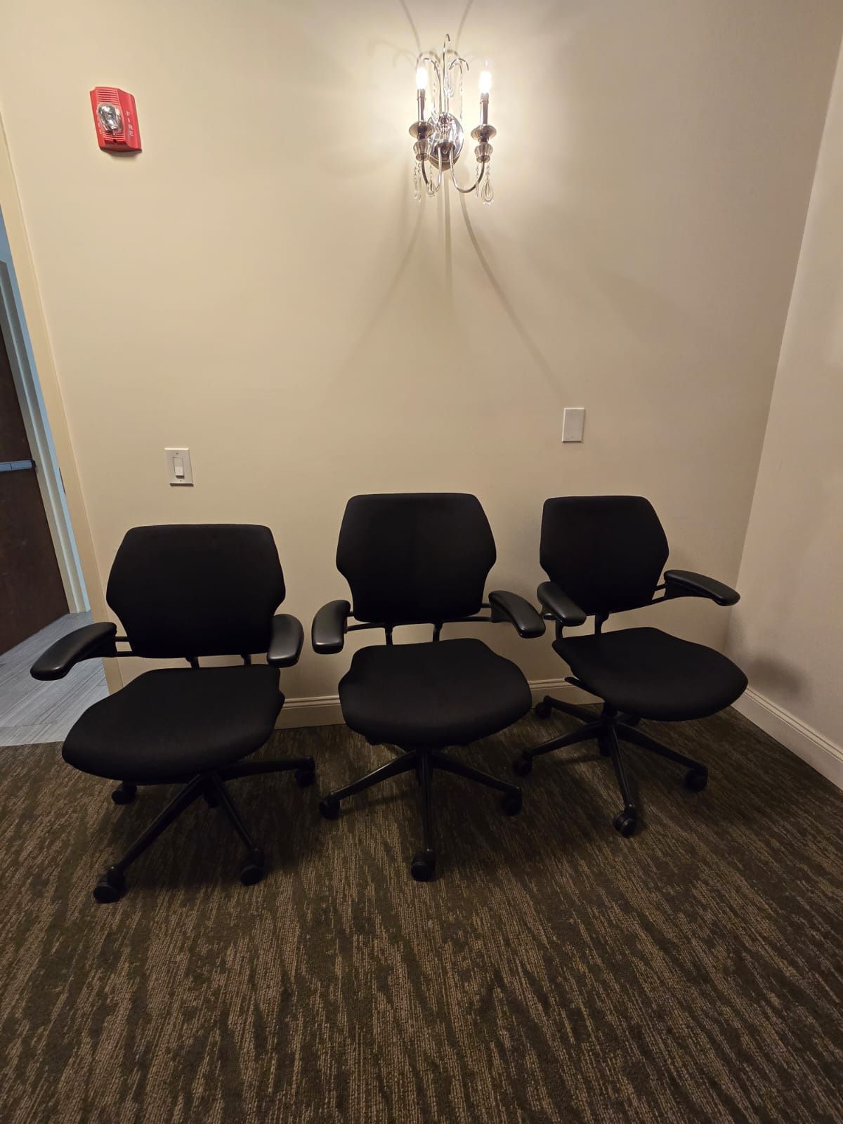Set of 3 Black Office Chairs