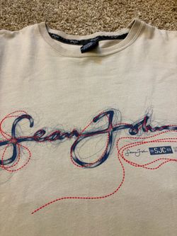 Vintage Sean John Logo Graphic T Shirt Mens Size XL Beige Y2K