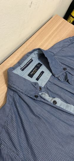 Nautica Blue Striped Dress Shirt
