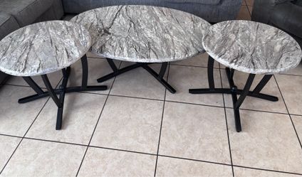3-Piece Marble Top Coffee and End Table Set