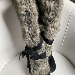 Fur Top High Heel Boots 7 1/2