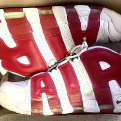 Nike Air More Uptempo White Varsity Red Shoes