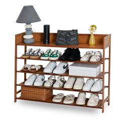 Bamboo Shoe Rack Organizer, 5 Tier Bamboo Shoe Rack Stand, bamboo shoe rack, bamboo shoe organizer, 5tier shoe rack