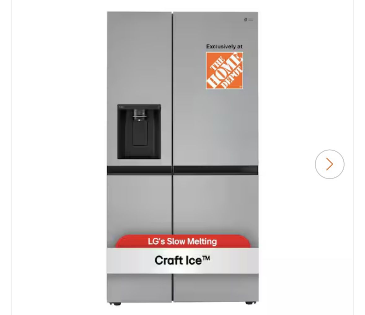 New 27 cu. ft. Side by Side Smart Refrigerator w/ Craft Ice, External Ice and Water Dispenser in PrintProof Stainless Steel brand LG