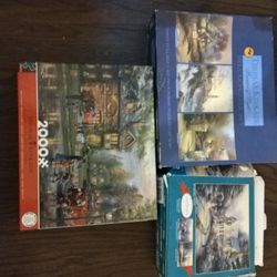 Lot Of 3 Kinkade Jigsaw Puzzles 