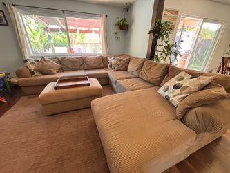 Large Comfy Sectional with Deep Chaise Lounge