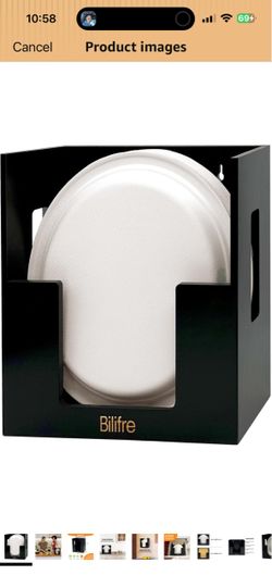 Bamboo Paper Plate Dispenser, No-Drill Wall Mount, 8-10 in, Black Vertical paper plate holder for round or square plates; adhesive wall or cabinet-doo