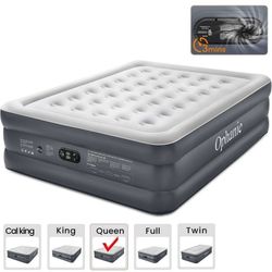 Ophanie Queen Air Mattress, 18 Inch Elevated Inflatable Bed with Built-in Pump, Puncture-Resistant, Quick Inflation/Deflation, Portable for camping &