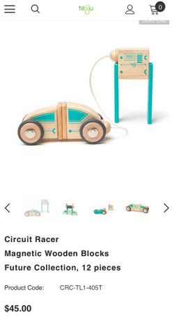 Tegu Circuit Racer Magnetic Wooden Blocks Future Collection, 12 pieces