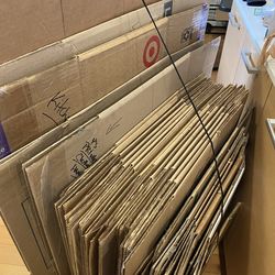 Moving boxes, filler, furniture dolly