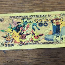 24k gold foil plated Pokemon Collectible Banknote Bill - Charmander