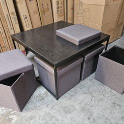 Black Coffee Table W/Storage Cubes 