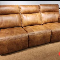 $49 Down Payment Ashley Real Leather Power Reclining Sofa and Loveseat Game Plan 