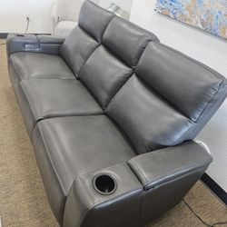 Leather Sofa with Three USB Port-Greymel 