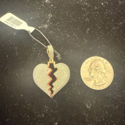 10KT Broken Heart Pendant W/ Diamond 34319-1