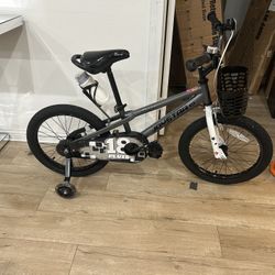 Pluto 18 Inch Kids Bike with Light Up Training Wheels, Kids' Bicycle for Boys Girls Age 3-12 Years, Children Bikes, Grey