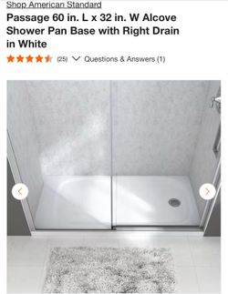 Shop American Standard Passage 60 in. L x 32 in. W Alcove Shower Pan Base with Right Drain in White