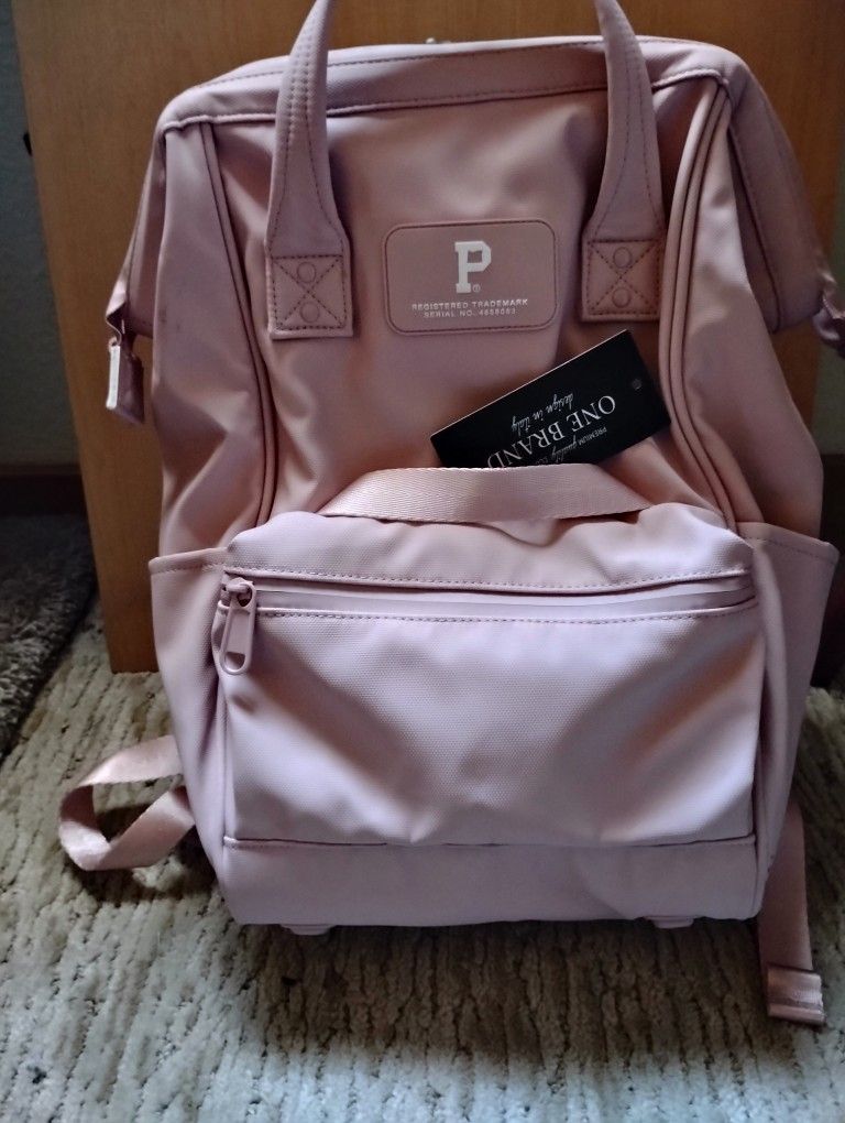 Portland Gear Pink Leather Backpack.