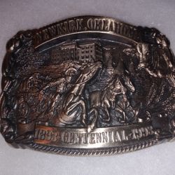 Belt Buckle Centennial 1893 1993 Newark Oklahoma Solid Bronze Limited Edition 115 Of 500 Made Precisely