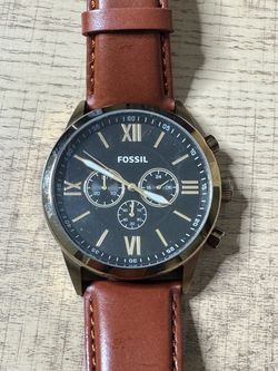 Fossil Chronograph Watch Brown Leather Strap