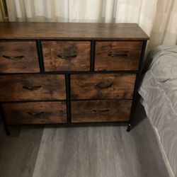 Modern 7-Drawers Dresser, Acacia Wood Storage Cabinet Organizer Lockers with Sturdy Frame & Feet for Bedroom Hallways, Brown