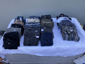 Lot of pants and shirts