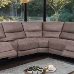 Brand New Light Brown Super Plush Power Reclining Sectional Sofa 