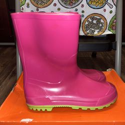 youth pink green rain boots size 2/3 $7